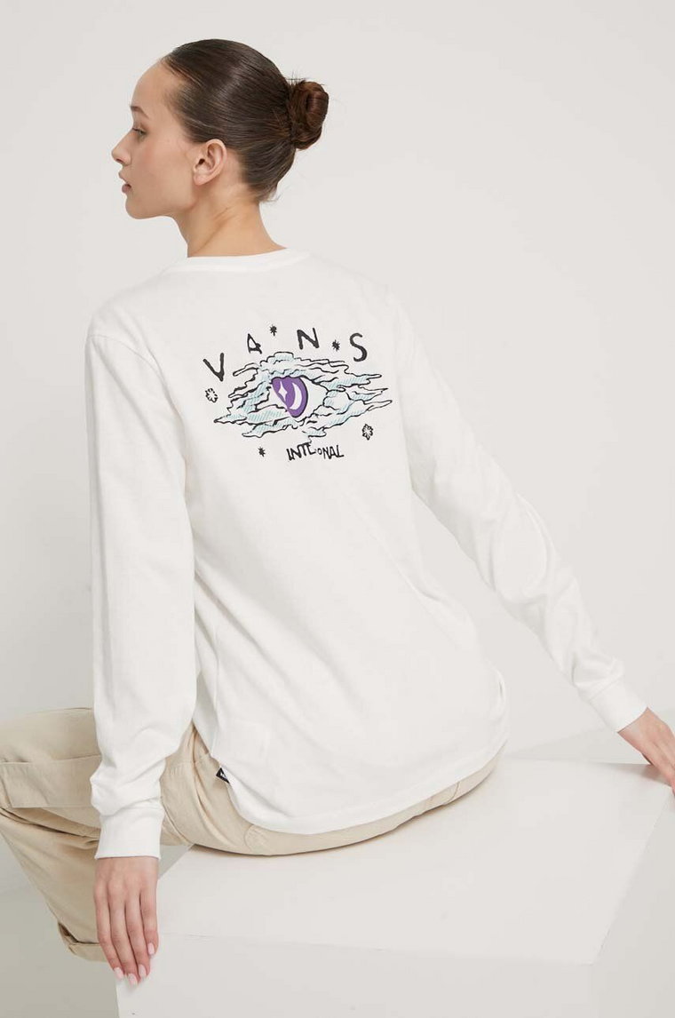 Vans longsleeve bawełniany kolor beżowy