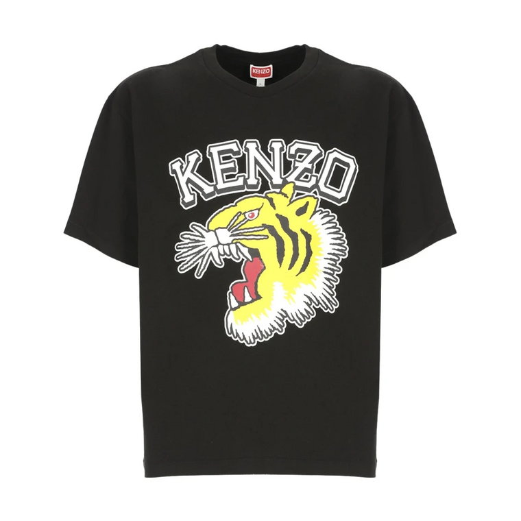 Czarna koszulka z nadrukiem Tiger Varsity Jungle dla mężczyzn Kenzo