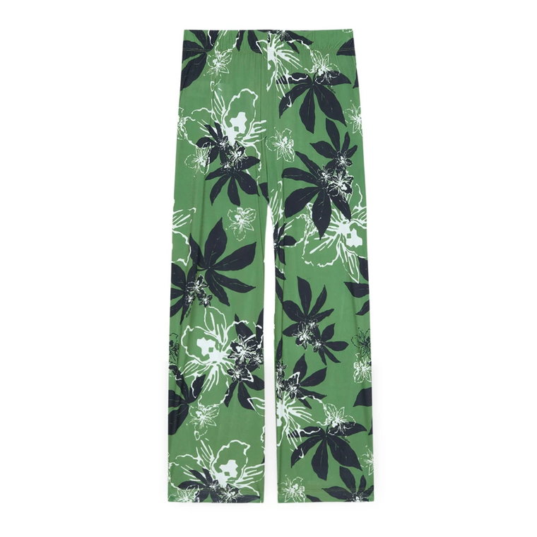Spodnie z szerokimi nogawkami z nadrukiem liści Fiorella Rubino