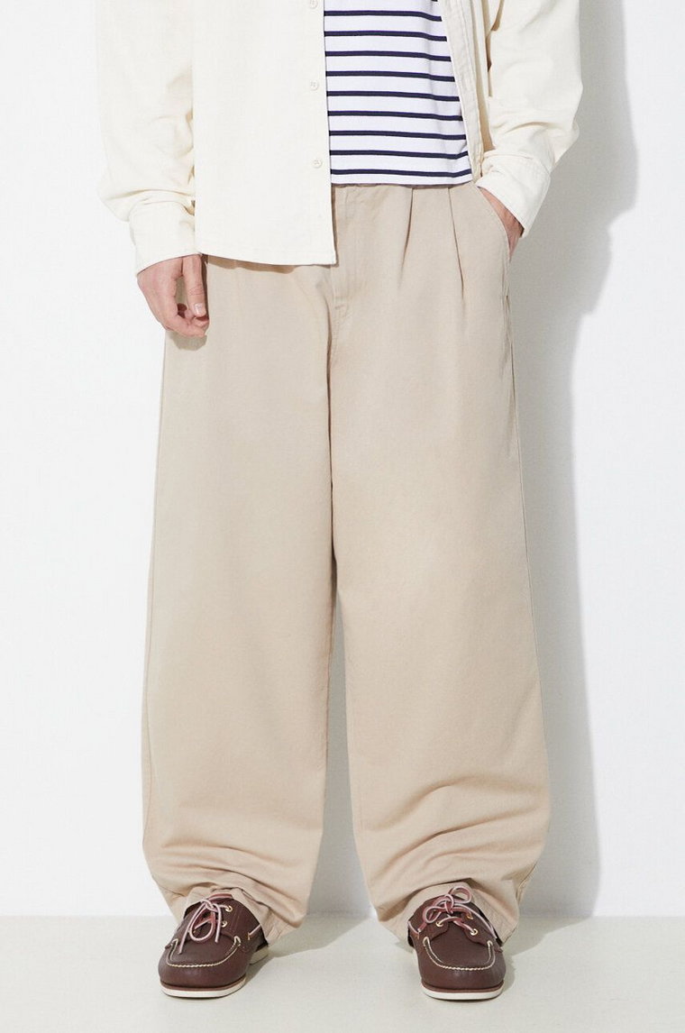 Carhartt WIP spodnie bawełniane Marv Pant kolor beżowy proste I033129.G106