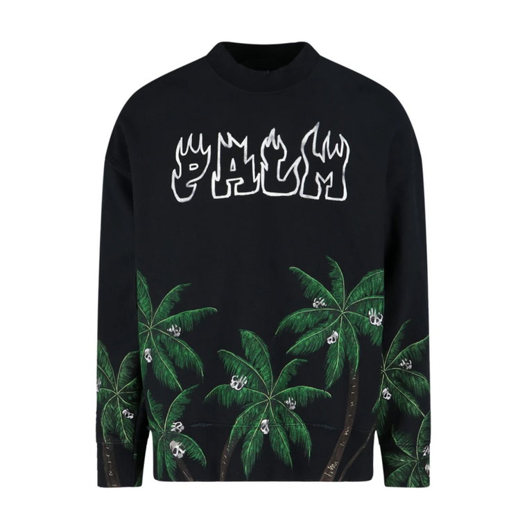 Czarne Swetry z Nadrukiem Palm Palm Angels