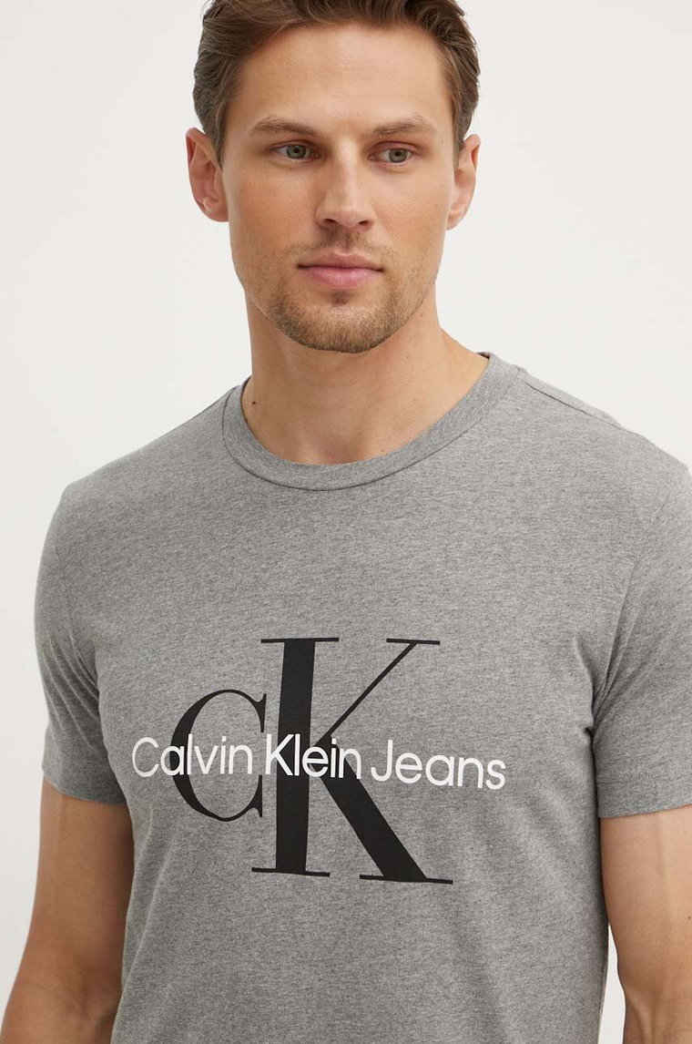Calvin Klein Jeans t-shirt bawełniany męski kolor szary z nadrukiem J30J320935