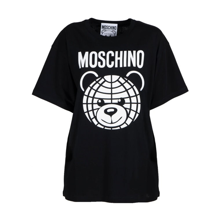 Czarna koszulka z nadrukiem World Teddy Moschino