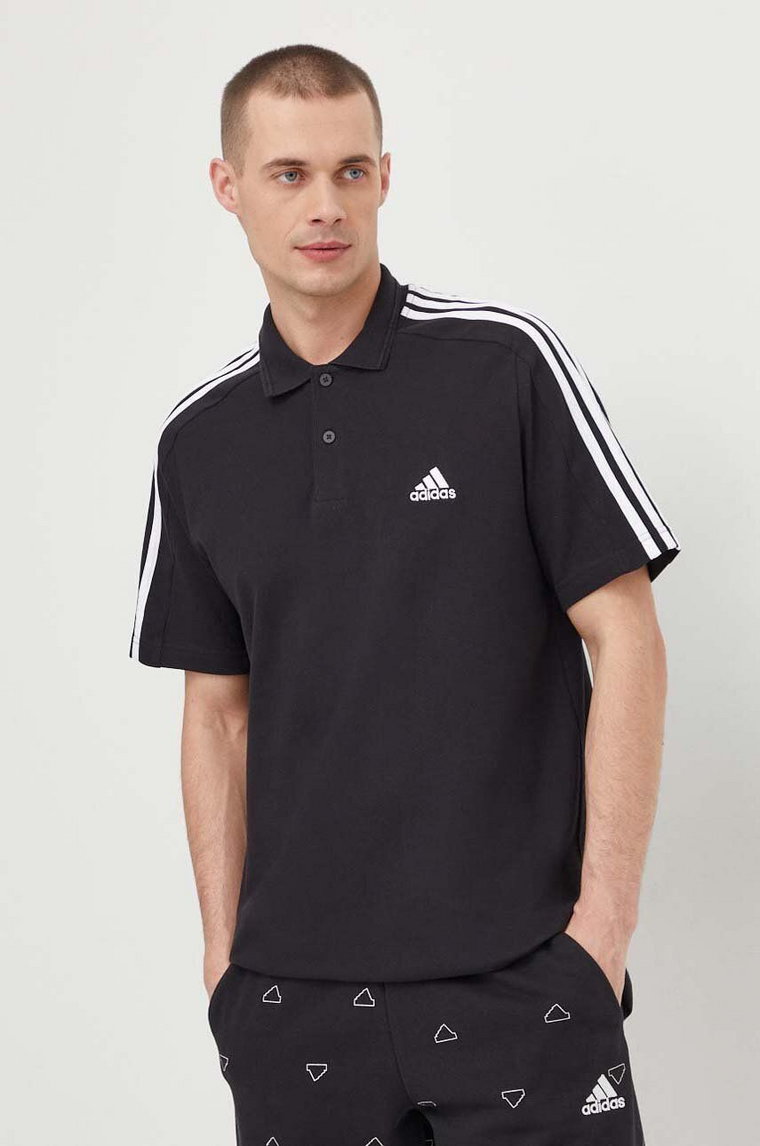 adidas polo bawełniane kolor czarny z aplikacją IC9310