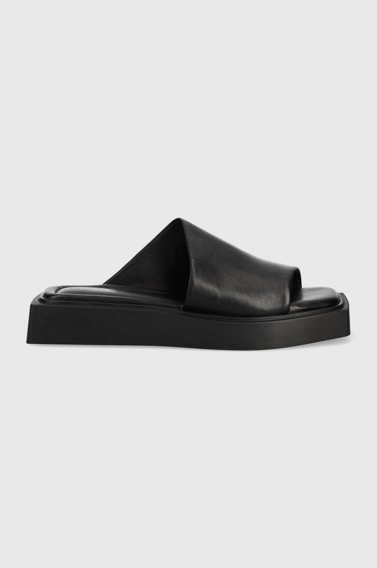 Vagabond Shoemakers klapki skórzane EVY damskie kolor czarny na platformie