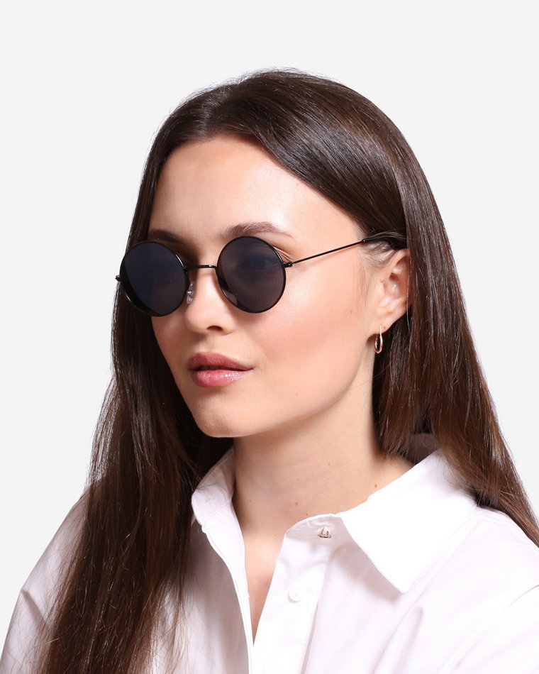 Okrągłe czarne okulary przeciwsłoneczne Shelovet