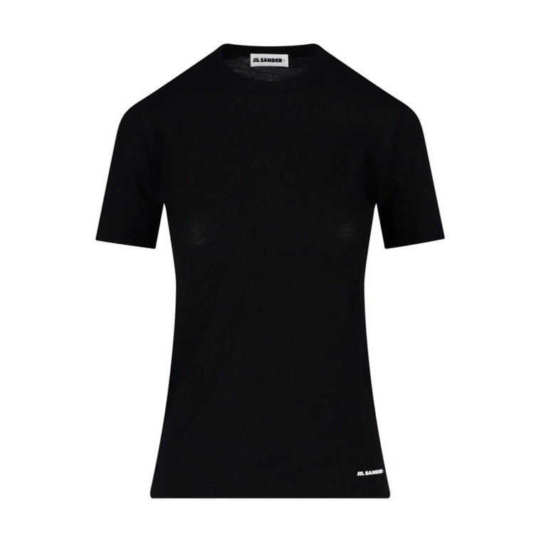 Czarna Koszulka z Logo z Bawełny dla Kobiet Jil Sander