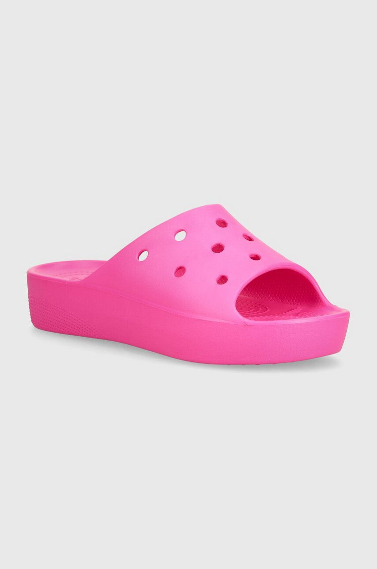 Crocs klapki Classic Platform Slide damskie kolor różowy na platformie 208180