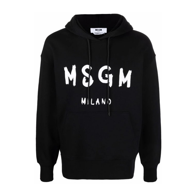 Czarna Bluza z Nadrukiem Logo Msgm