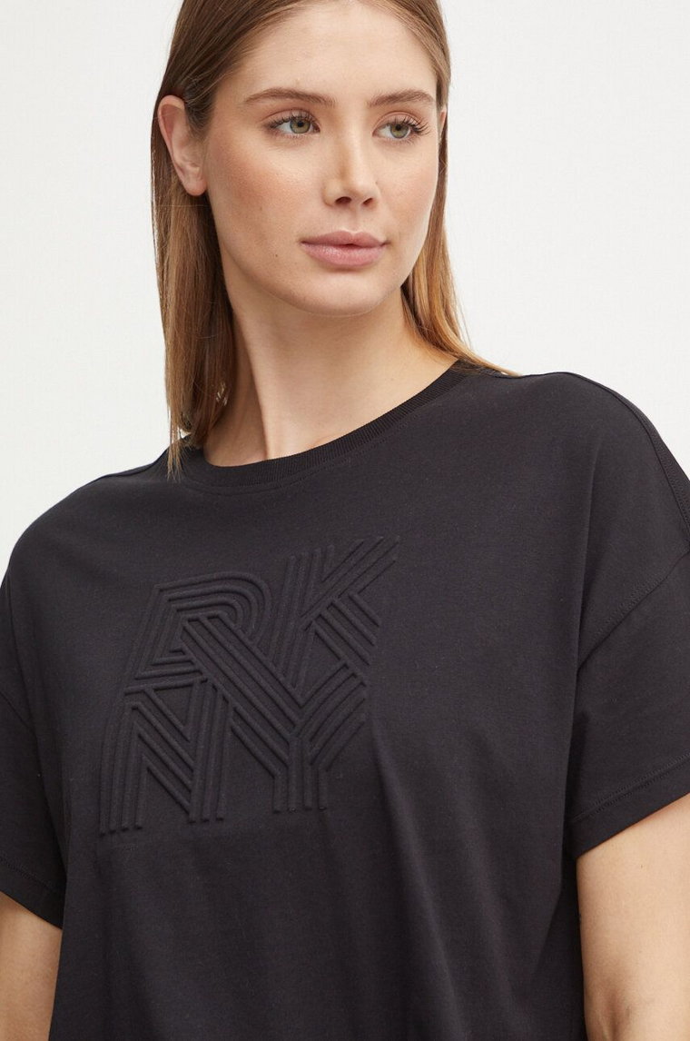 Dkny t-shirt bawełniany damski kolor czarny DP4T9851