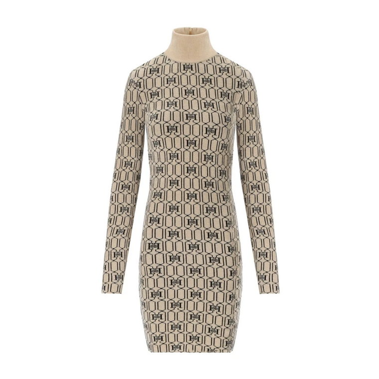 Champagne Monogram Sweter Sukienka Elisabetta Franchi