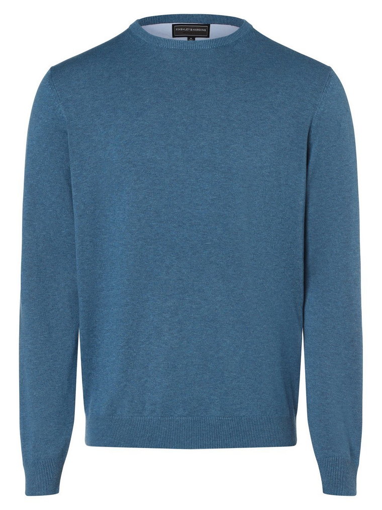 Finshley & Harding - Sweter męski z dodatkiem kaszmiru, niebieski