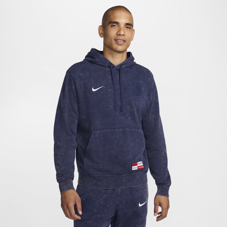 Męska bluza z kapturem z dzianiny dresowej Nike Football Paris Saint-Germain Club - Niebieski