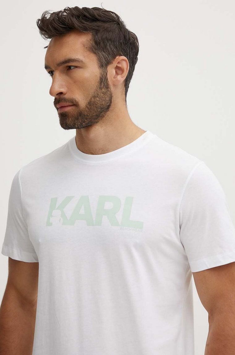 Karl Lagerfeld t-shirt bawełniany kolor biały z nadrukiem