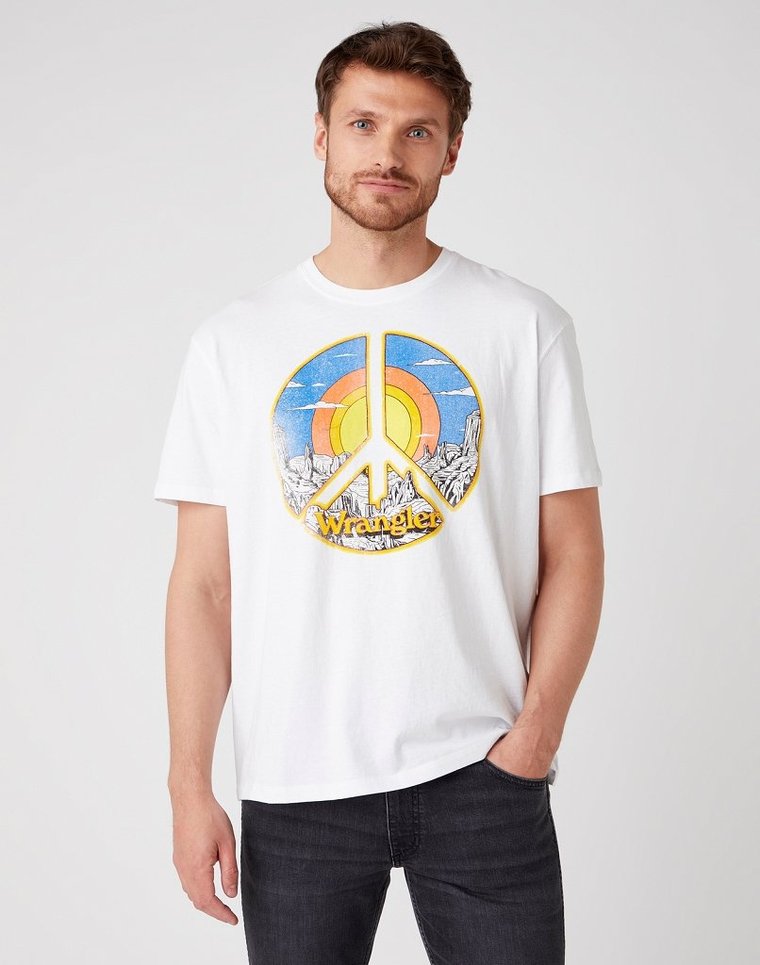 T-SHIRT MĘSKI WRANGLER SS CAR TEE WHITE W7APGF989 112131357