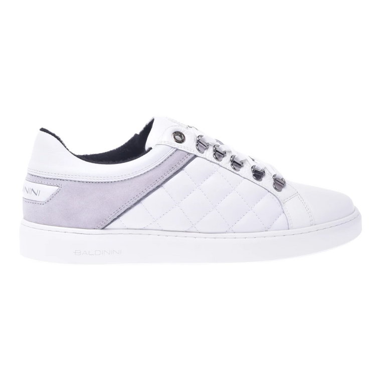 Low-top trainers in white quilted leather Baldinini