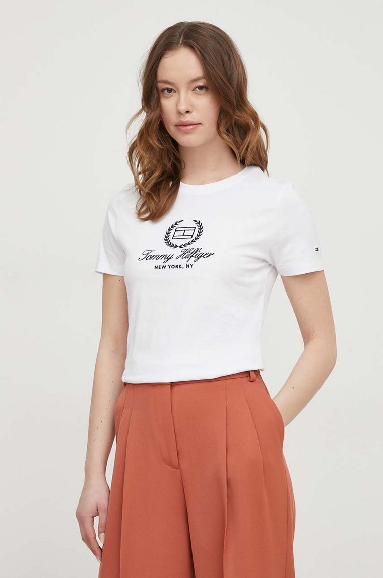 Tommy Hilfiger t-shirt bawełniany damski kolor biały WW0WW41761
