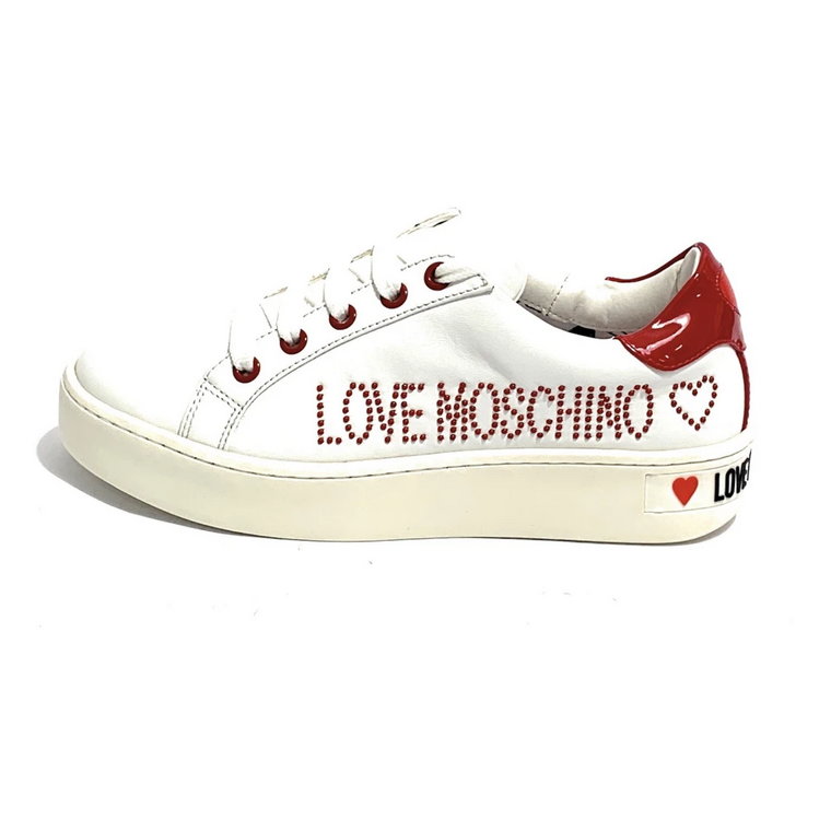 Love Sneaker w białym/czerwonym skórze Moschino