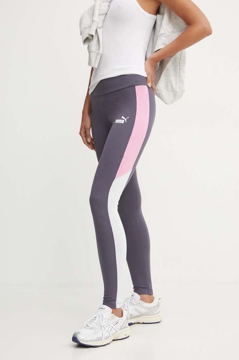 Puma legginsy damskie kolor szary wzorzyste 681648