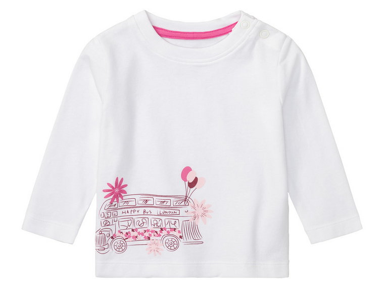 lupilu Koszulki niemowlęce z długim rękawem, z bawełną organiczną, 3 sztuki (50/56, Bordowy/biały)