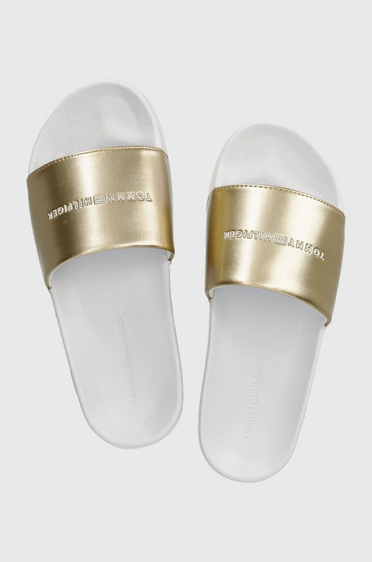 Tommy Hilfiger klapki METALLIC POOL SLIDE damskie kolor złoty FW0FW07829