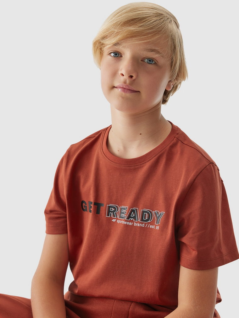 T-shirt z nadrukiem chłopięcy - bordowy