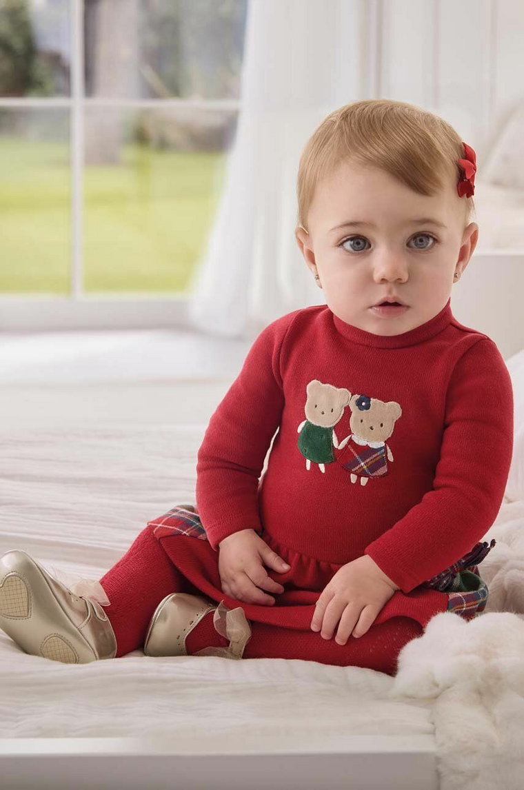 Mayoral Newborn sukienka niemowlęca kolor czerwony mini rozkloszowana