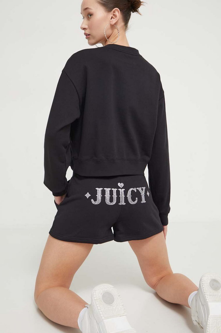 Juicy Couture szorty damskie kolor czarny z aplikacją high waist