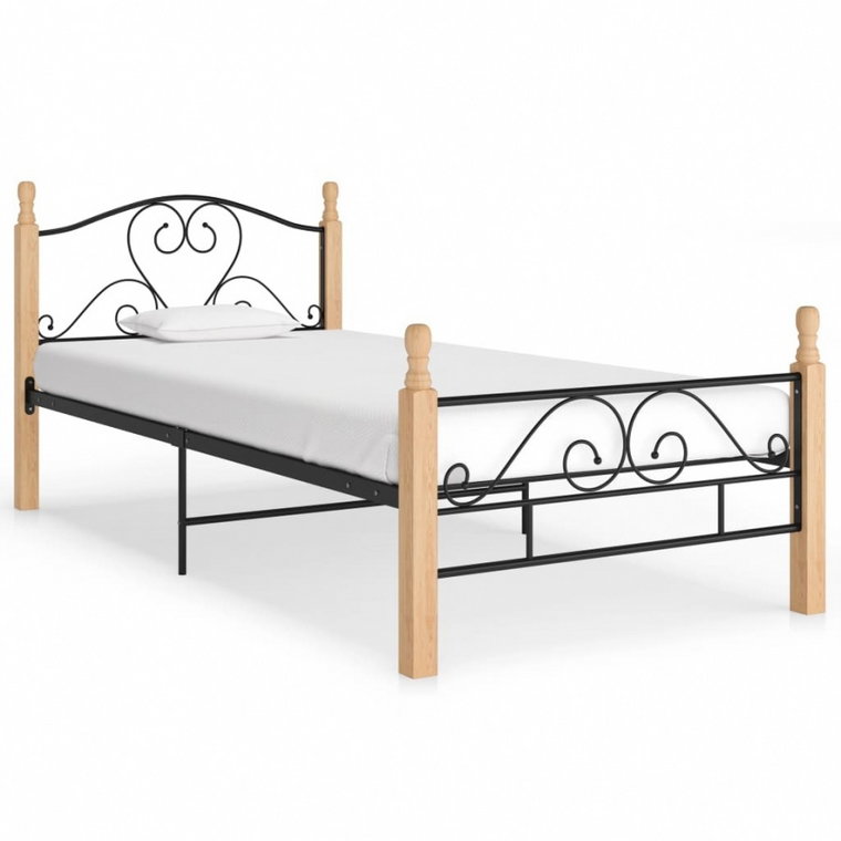 Rama łóżka, czarna, metalowa, 90 x 200 cm kod: V-324939