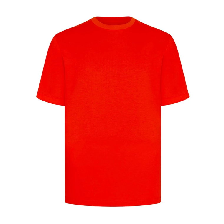 Pomarańczowy Bawełniany T-shirt z Okrągłym Dekoltem Kiton