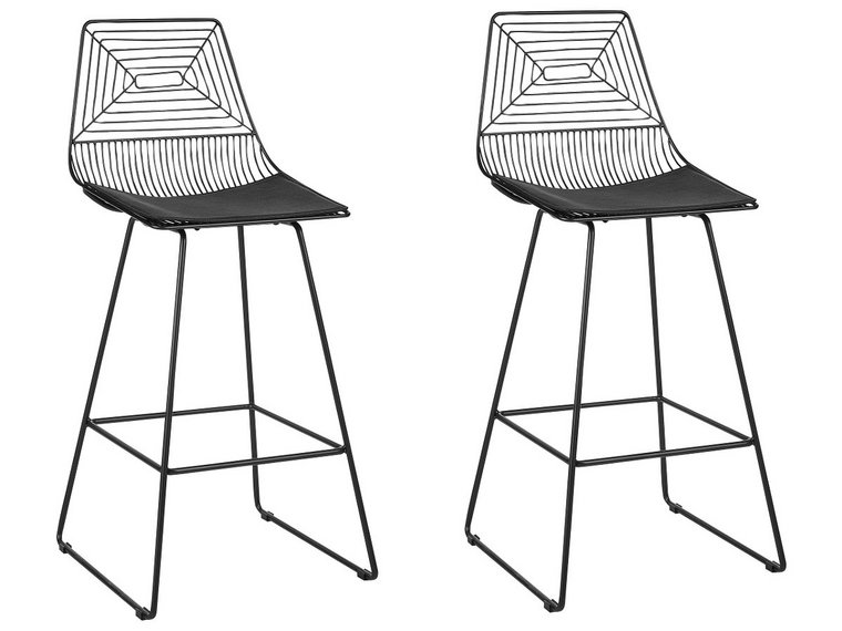 Zestaw 2 Krzeseł Barowych Metalowy Czarny Bisbee
