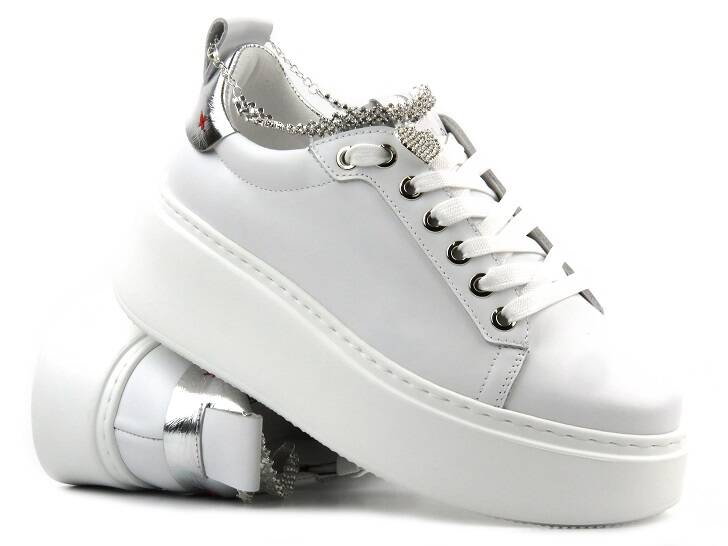 Sportowe buty damskie na platformie - CheBello 4406, białe