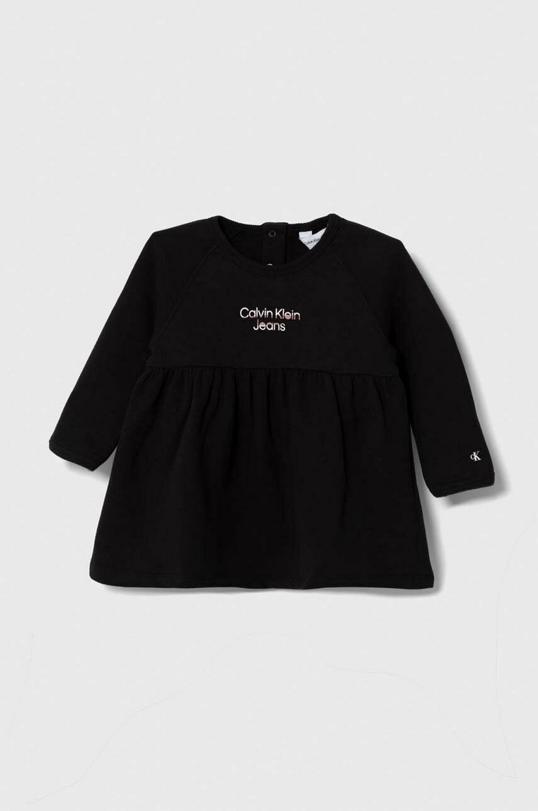 Calvin Klein Jeans sukienka bawełniana dziecięca kolor czarny mini rozkloszowana