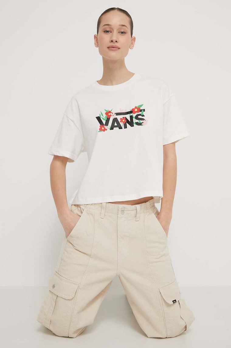 Vans t-shirt bawełniany damski kolor beżowy