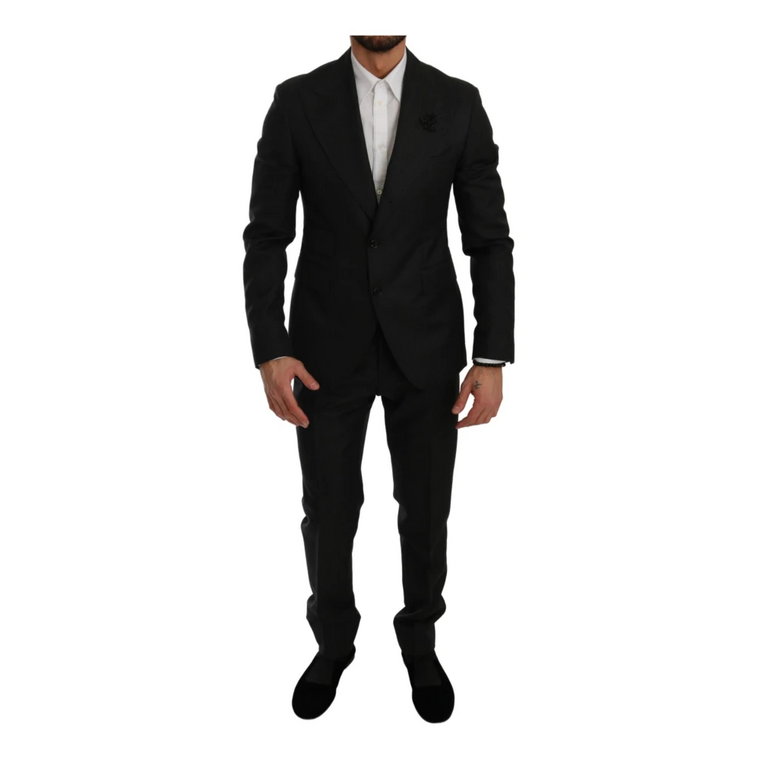 Black Crystal Bee Slim Fit 2 Piece Suit Dolce & Gabbana