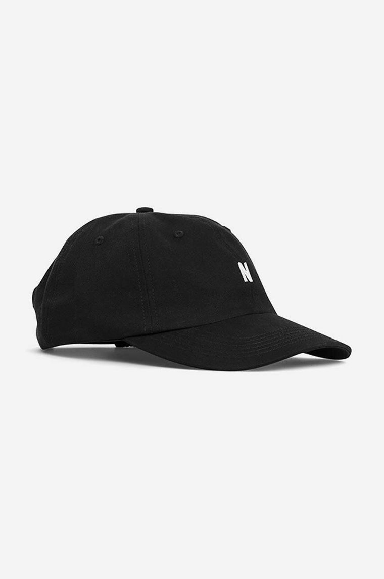 Norse Projects czapka z daszkiem bawełniana kolor czarny gładka N80.0001.9999-9999