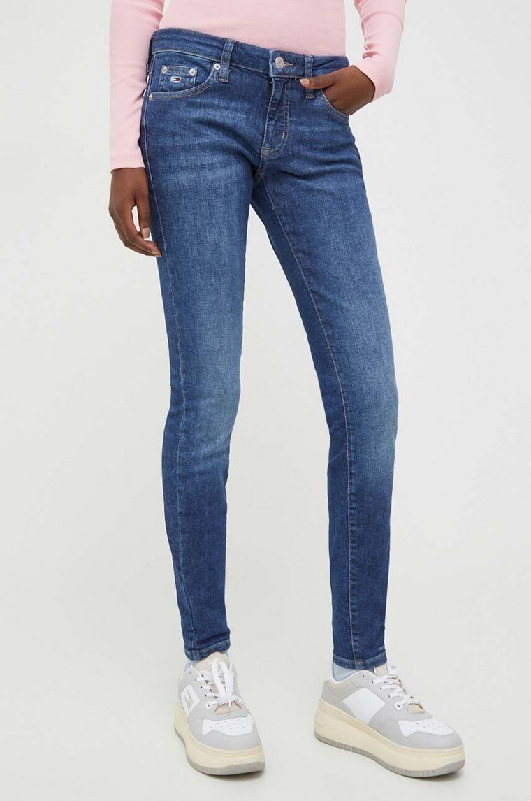 Tommy Jeans jeansy damskie kolor niebieski DW0DW17154