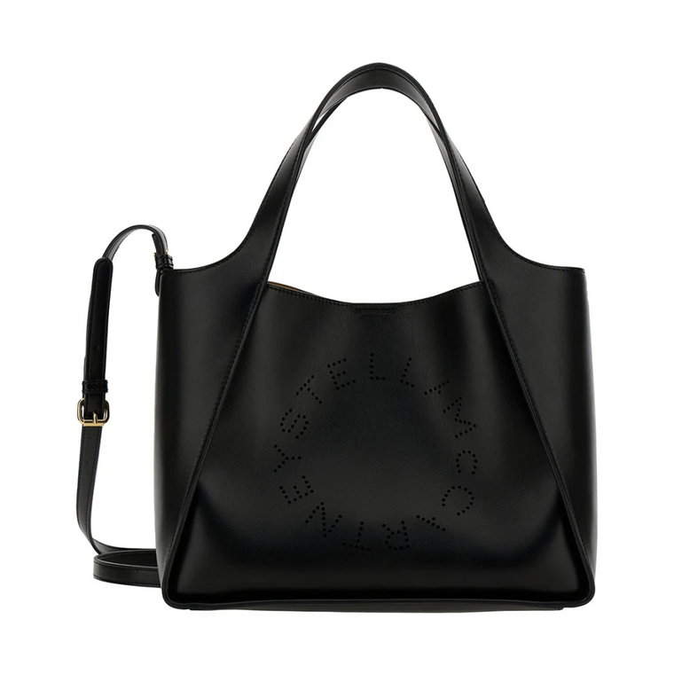 Czarna Torba Tote z Perforowanym Logo Stella McCartney