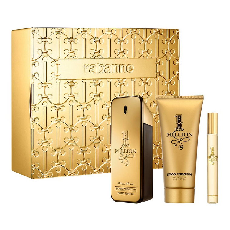 Zestaw męski Paco Rabanne 1 Million woda toaletowa 100 ml + woda toaletowa 10 ml + żel pod prysznic 100 ml (3349668623778). Perfumy męskie