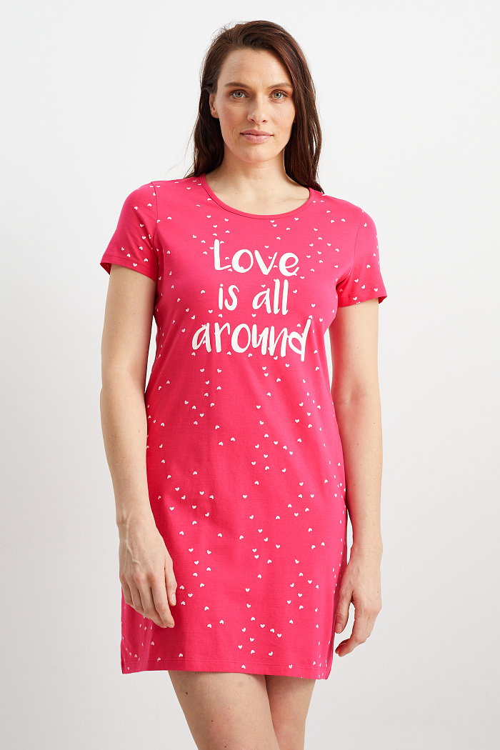 C&A Koszula nocna-ze wzorem, Różowy, Rozmiar: S