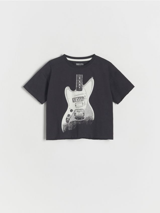 Reserved - T-shirt oversize Nirvana - ciemnoszary