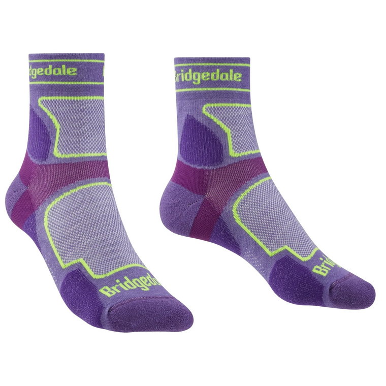 Damskie skarpety do biegania Bridgedale Ultralight T2 Coolmax Sport 3/4 Crew purple - 41-43