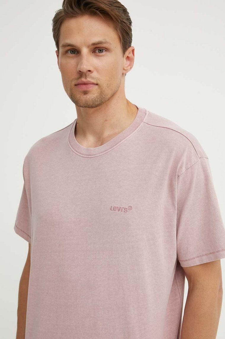 Levi's t-shirt bawełniany męski kolor różowy wzorzysty
