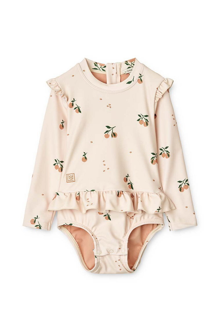 Liewood jednoczęściowy strój kąpielowy niemowlęcy Sille Baby Printed Swimsuit kolor beżowy