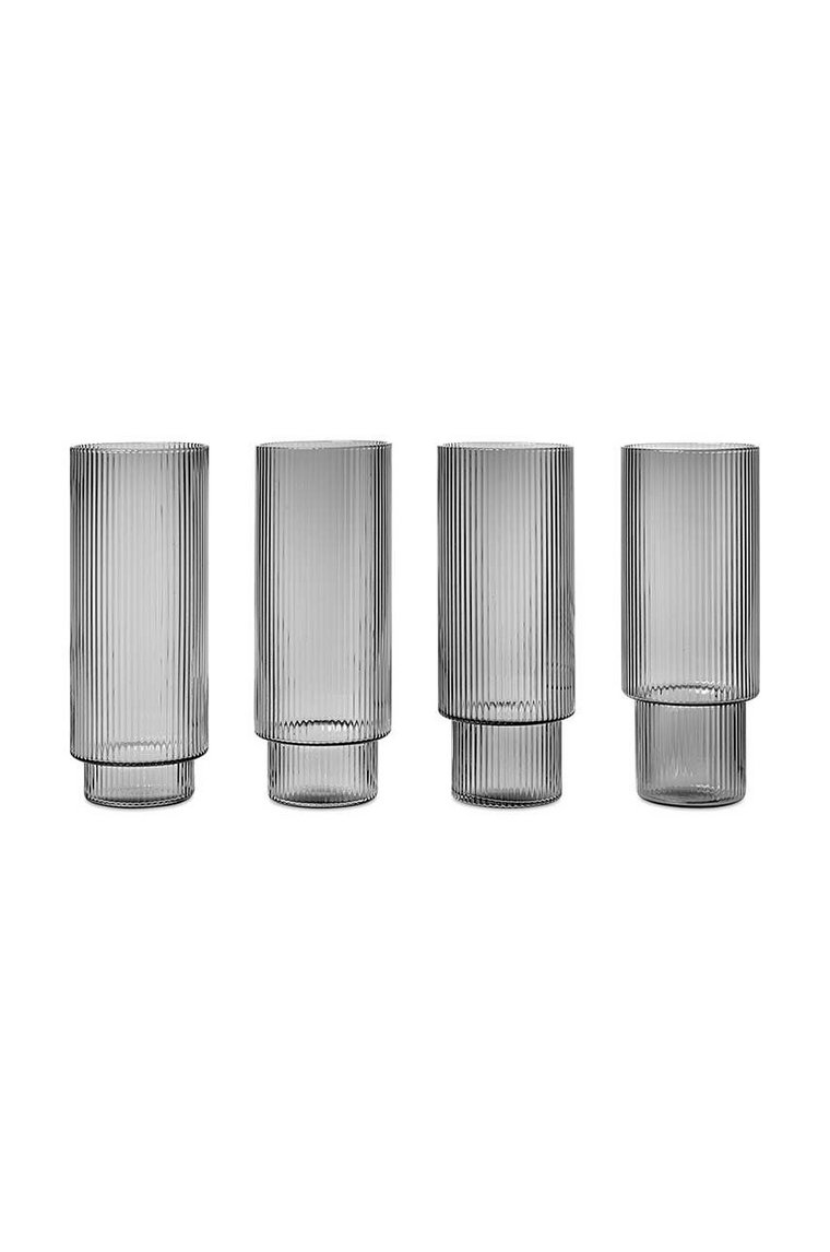 ferm LIVING zestaw szklanek do drinków Ripple Long Drink Glasses 4-pack