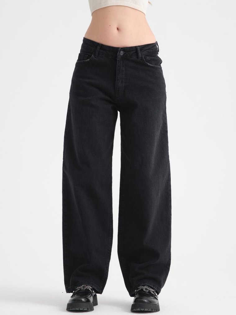 Spodnie Jeansowe Baggy Damskie Czarne i8 Classic