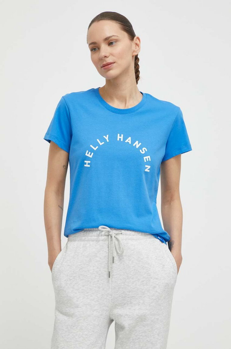 Helly Hansen t-shirt bawełniany damski kolor niebieski