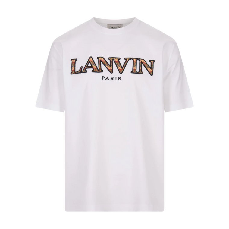 Biała Bawełniana Koszulka z Okrągłym Dekoltem Lanvin