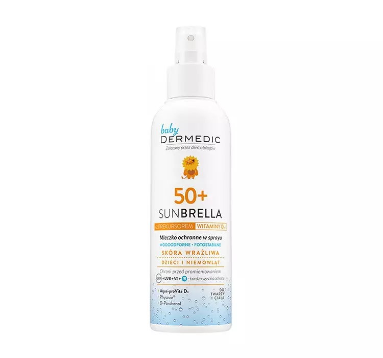 DERMEDIC BABY SUNBRELLA MLECZKO OCHRONNE W SPRAYU SPF 50+ DLA DZIECI I NIEMOWLĄT 150ML