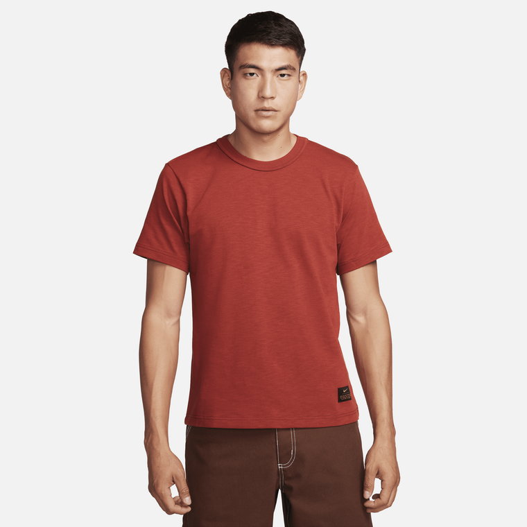 Męska dzianinowa koszulka z krótkim rękawem Nike Life - Pomarańczowy